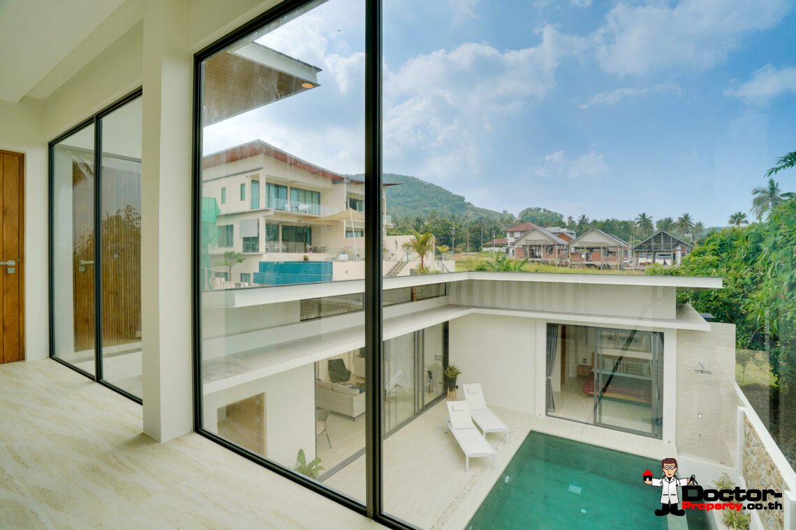New 4 Bedroom Pool Villa with Partial Sea View in Bang Rak, Koh Samui – For Sale
